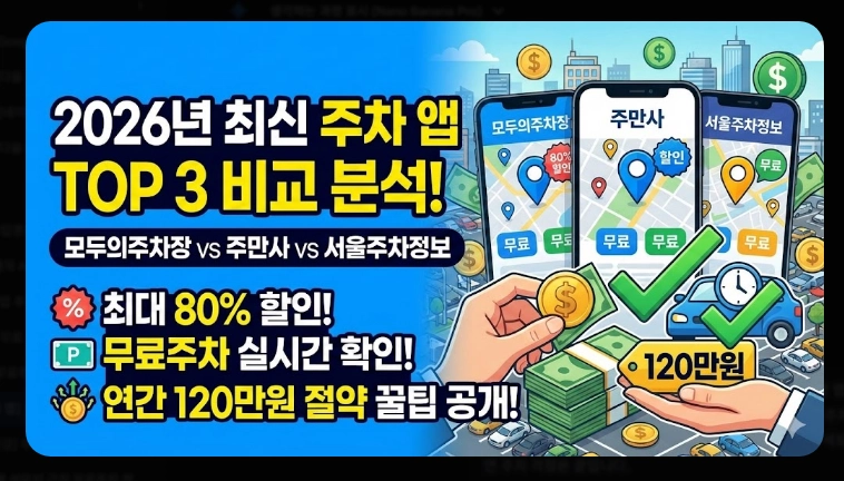 [주차 앱] 무료주차장 찾기(상세 비교, 특화 기능, 절약 전략)(+ 사용 꿀팁)