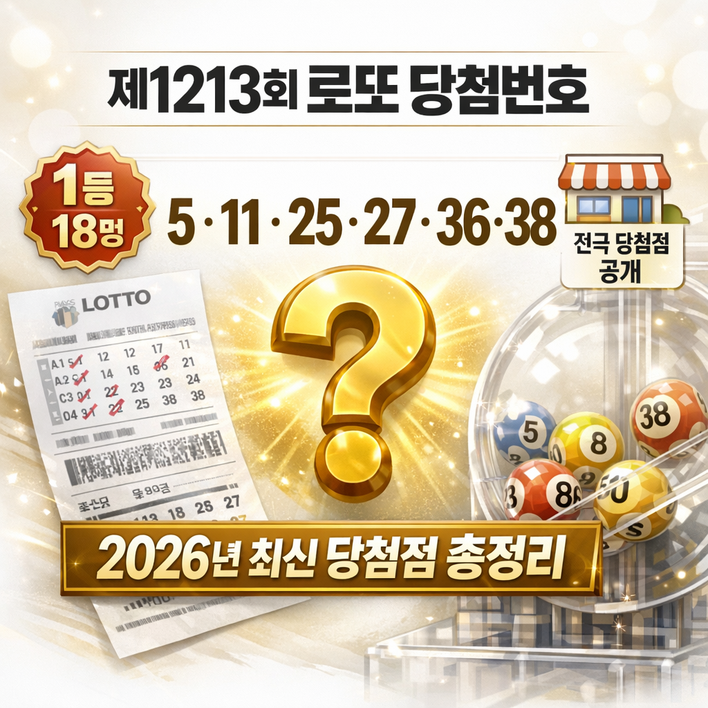 제1213회 로또 1등 당첨 번호, 당첨 지역 판매점 리스트, 전국 로또 명당 총정리