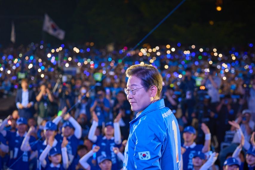 이재명 대통령 후보  연설 모습