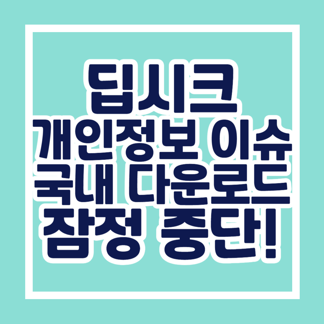 딥시크(DeepSeek) 개인정보 이슈로 국내 다운로드 잠정 중단