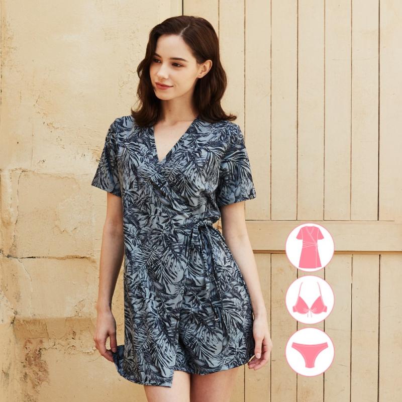 거화스포츠 베이직엘르 여성인 체형커버 반집업 래쉬가드 세트 BEL-T213G