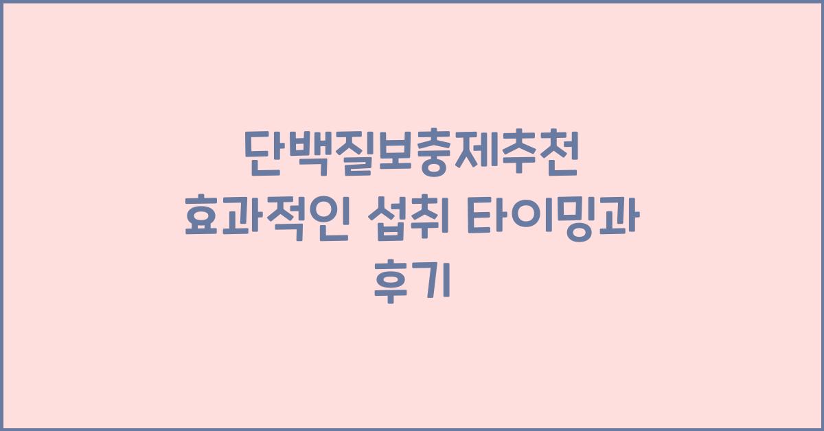 단백질보충제추천