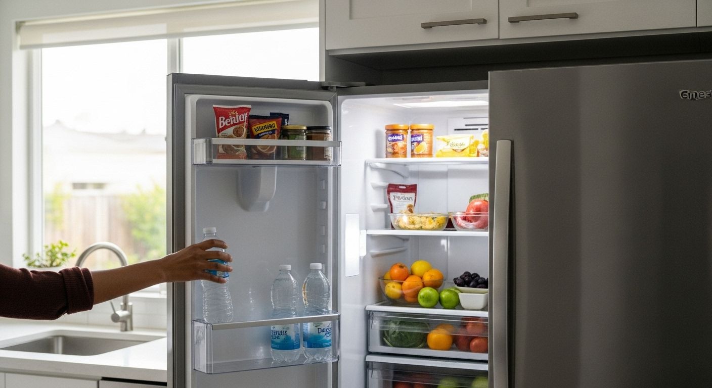 공복 중 유혹을 참는 냉장고 장면