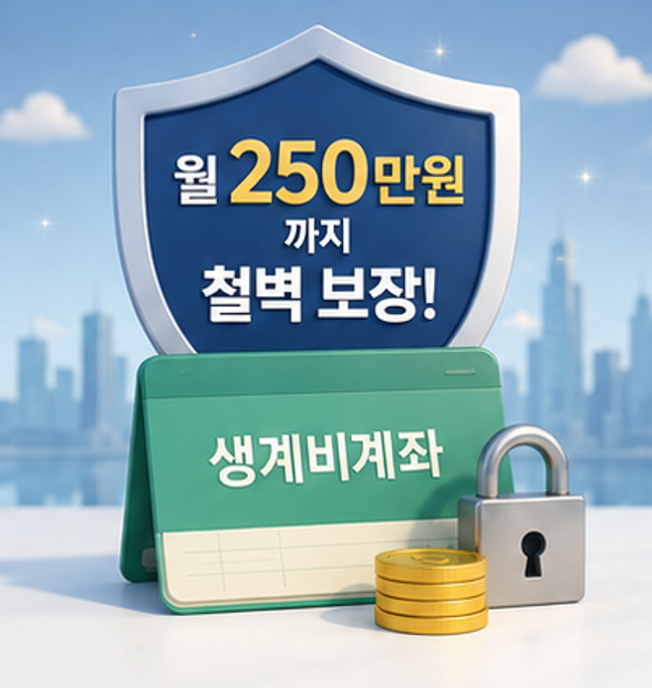 "압류되도 월 250만원까지는 지킬 수 있다고?" - 2026 압류방지 생계비통장 개설방법 총정리 (입금한도, 유의사항)