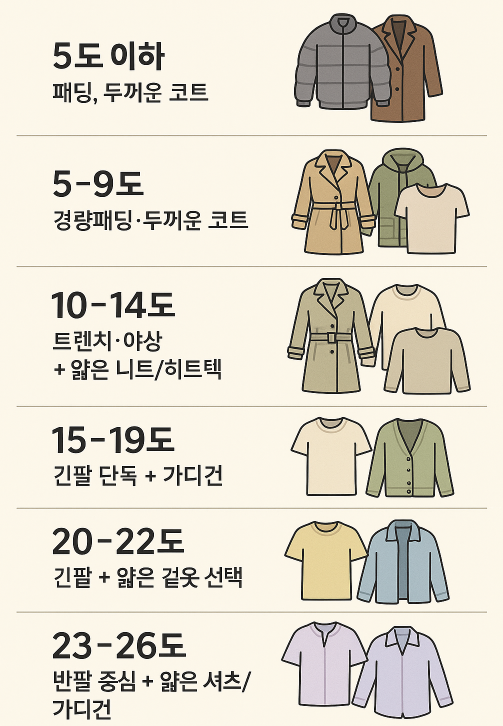 기온별 옷차림 정리! 2026 봄 여름 가을 겨울철 필수 체크