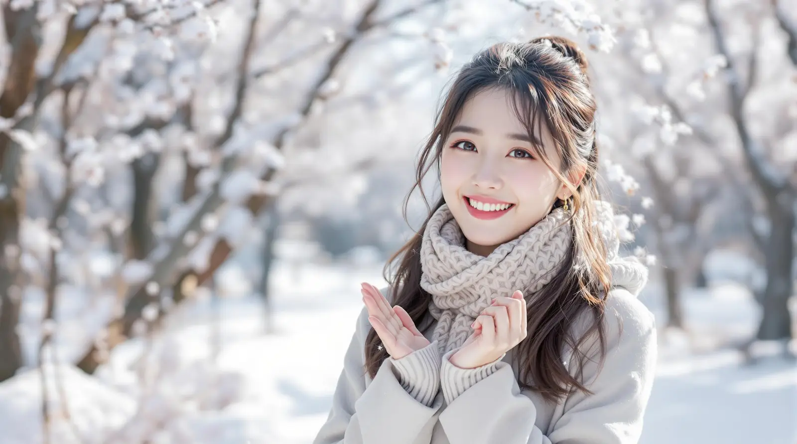 2월 인사말을 전하는 여성
