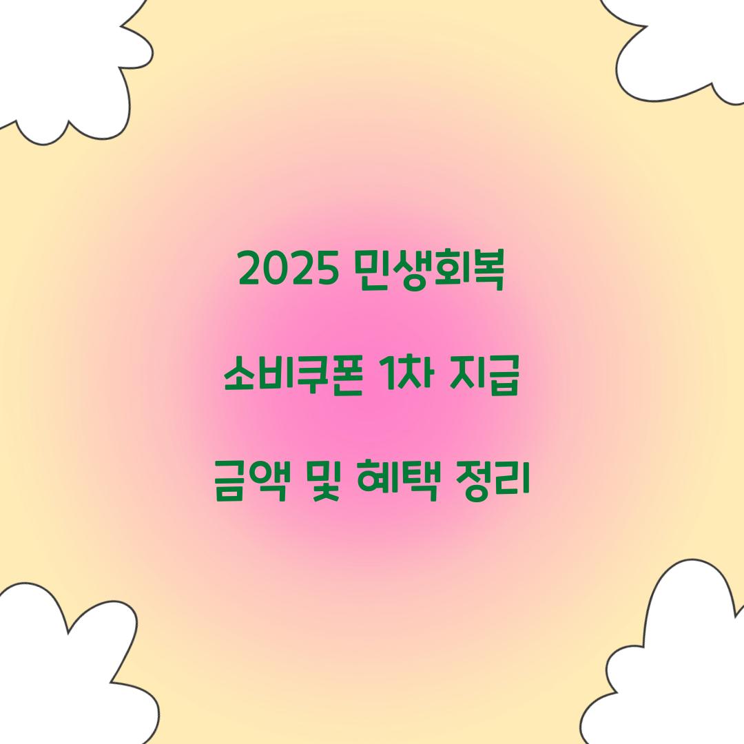 2025 민생회복 소비쿠폰 1차 지급 금액