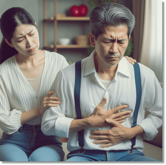 복통이 심한 중년 남성