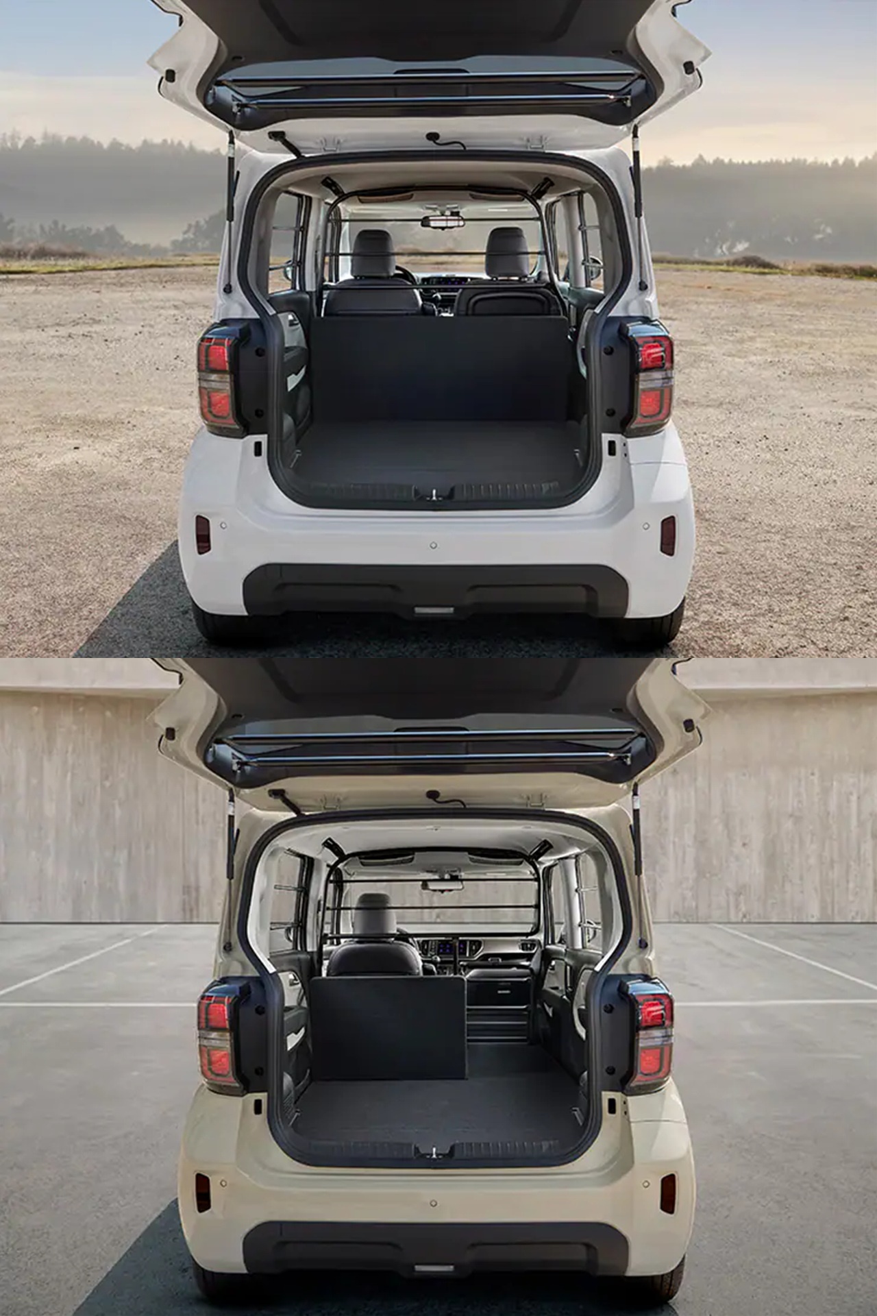 2024년형 기아 레이 2인승밴과 1인승밴 적재공간 비교 사진