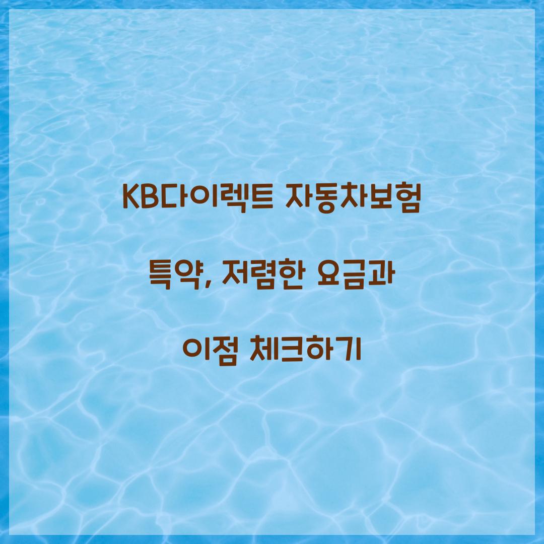 KB다이렉트 자동차보험 특약