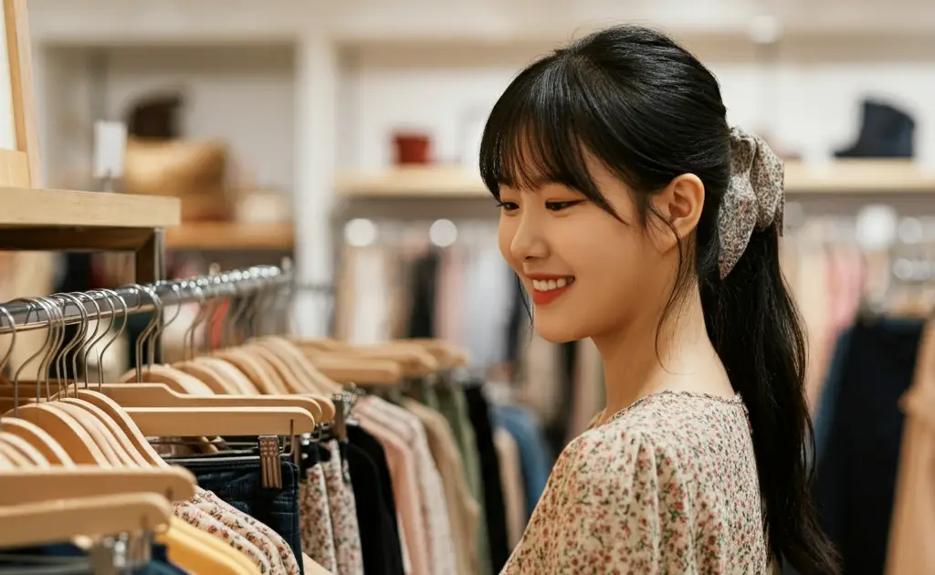 옷을 쇼핑하는 여성