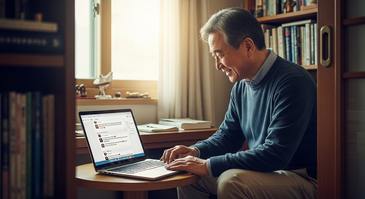 블로그 독자 피드백을 읽는 모습