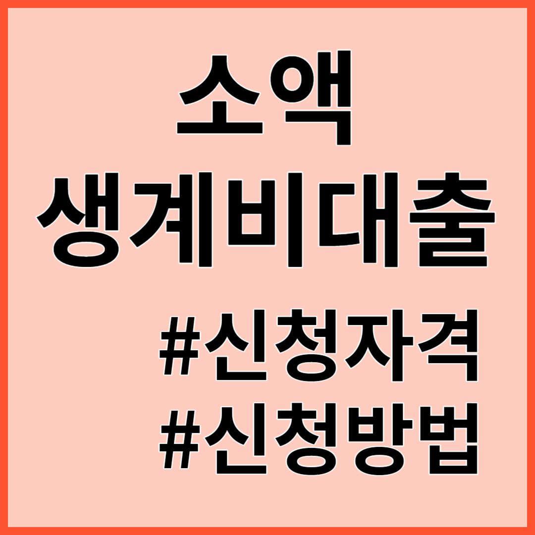 소액생계비대출 100만원 신청자격&#44; 신청방법