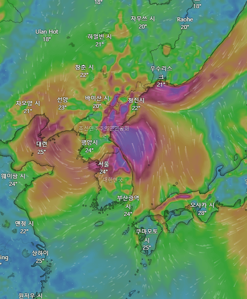 6호태풍카눈 예상경로