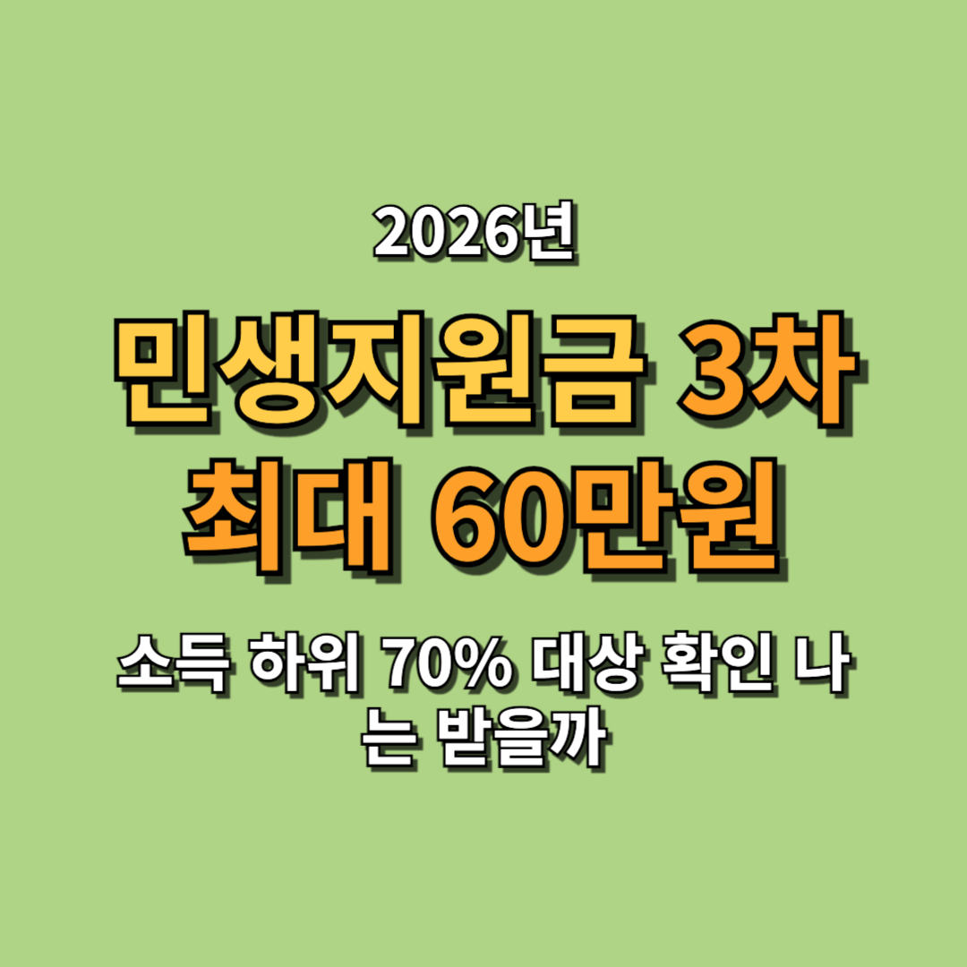 2026 민생지원금 3차 최대 60만원 소득 하위 70% 대상 확인 나는 받을까