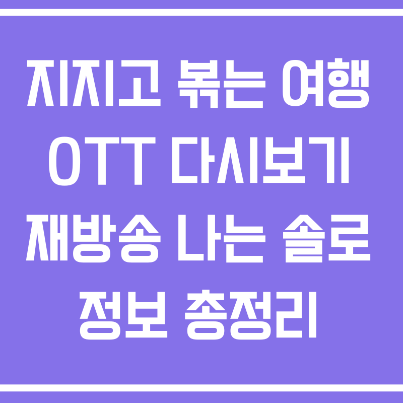 지지고 볶는 여행 OTT 다시보기 재방송 나는 솔로 정보 총정리