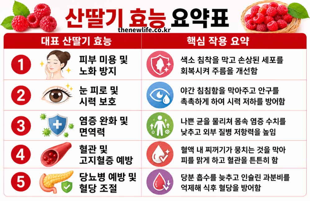 산딸기 효능 요약표