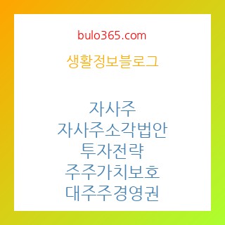 자사주,자사주소각법안,투자전략,주주가치보호,대주주경영권
