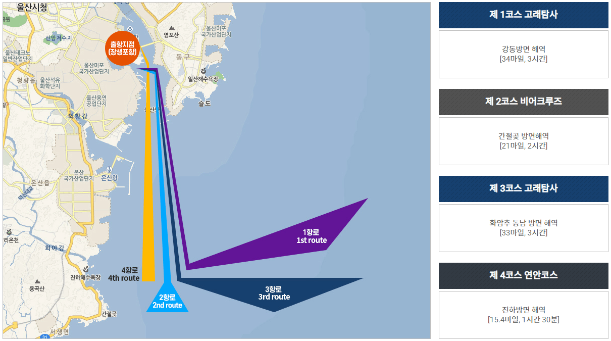 고래탐사 주요항로