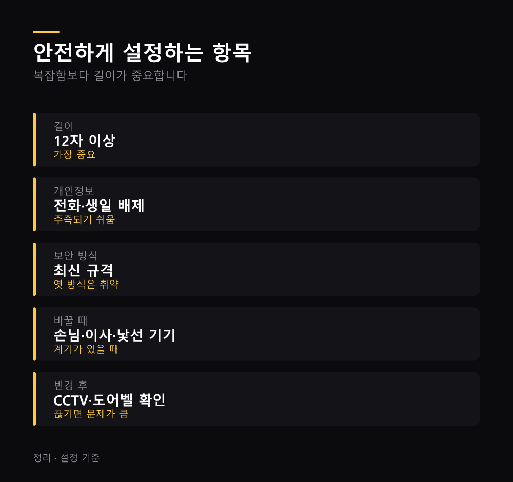 안전하게 설정하는 항목