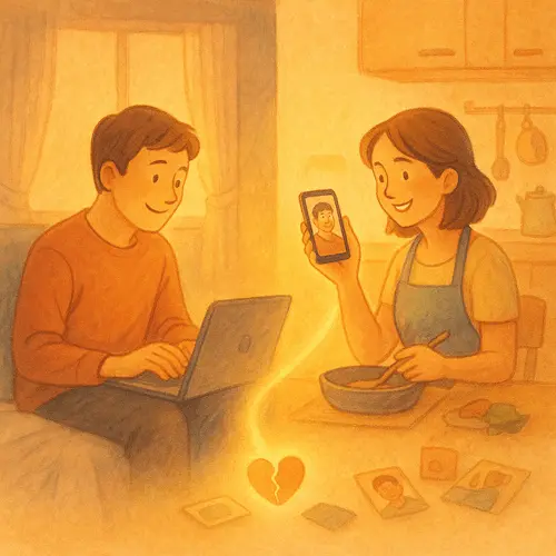 주말부부가 서로 소통하는 이미지