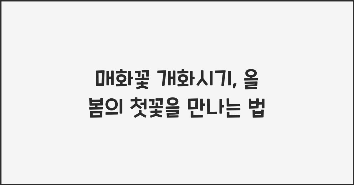 매화꽃 개화시기