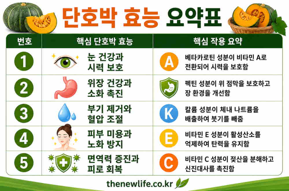 단호박 효능 요약표