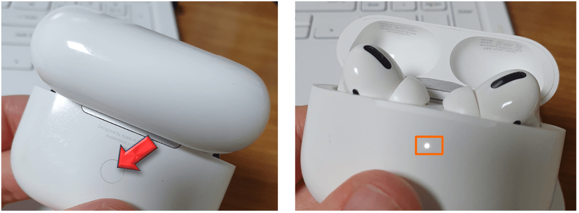 에어팟을 페어링 모드로 전환