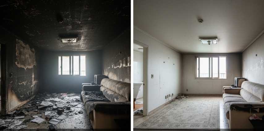 울산 화재청소 작업 전후 모습