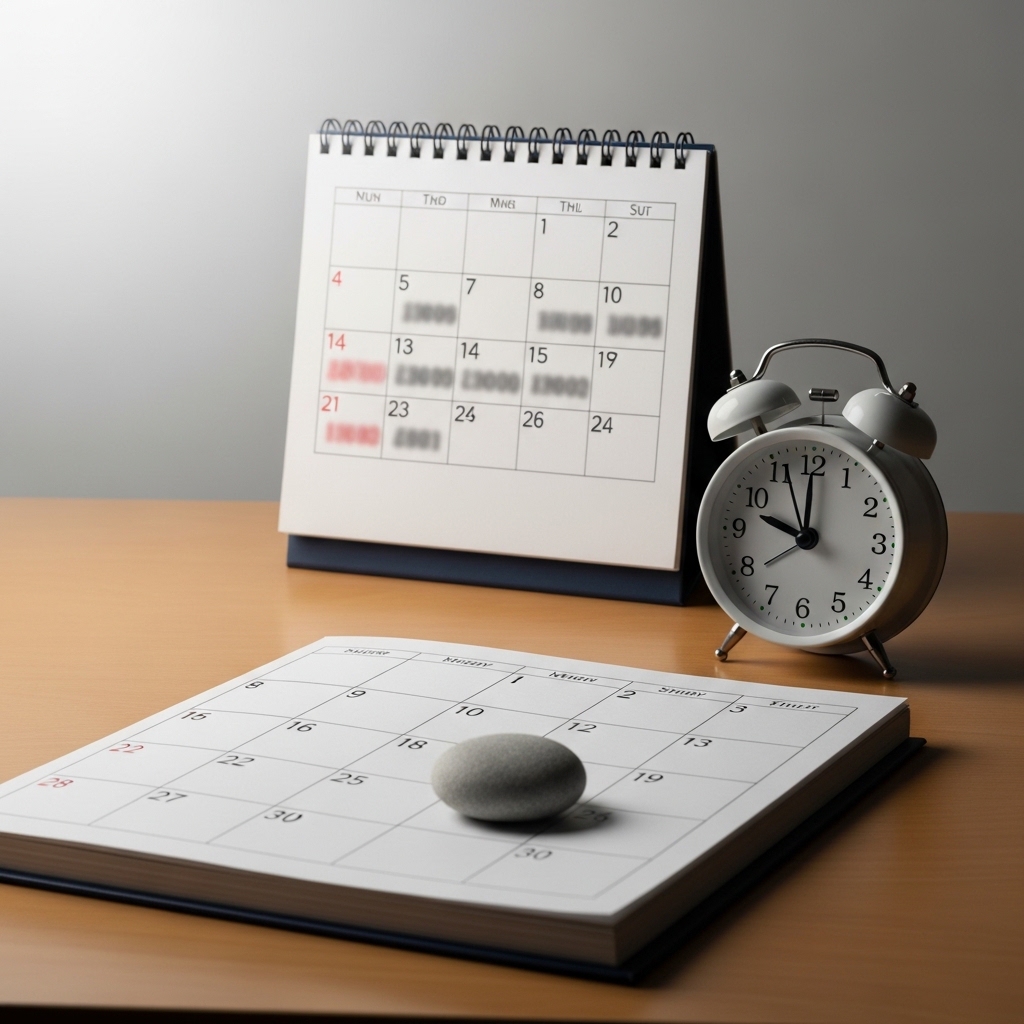 증상 후에도 일정 기간 전염 예방에 주의가 필요함을 표현한 정물 이미지