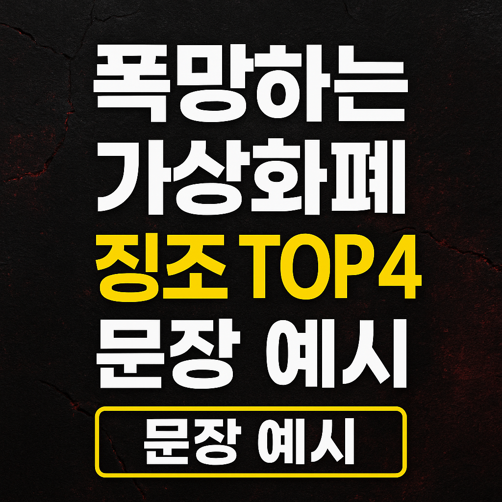 폭망하는 가상화폐 징조 TOP 4를 강조한 썸네일 이미지