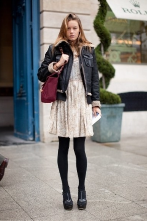 무스탕 + 원피스