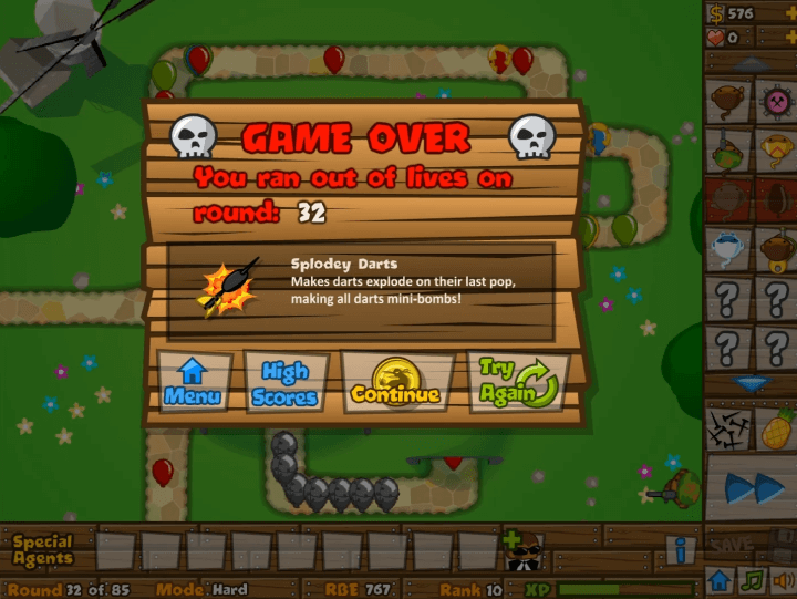 풍선타워디펜스5-플래시게임-종료-화면