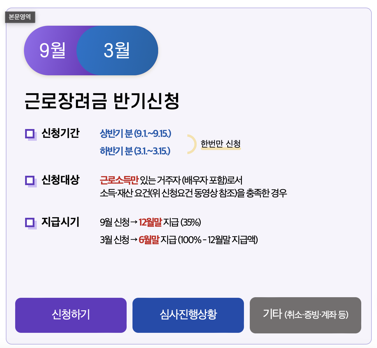 2024년 근로장려금 신청기간, 신청조건 정리