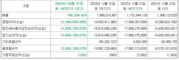 씨어스테크놀로지 재무정보