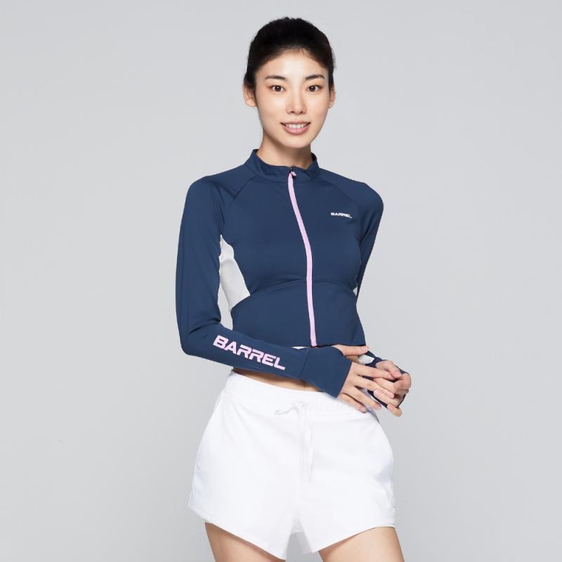 배럴 우먼 모션 크롭 집업 래쉬가드 칼리지네이비 B3SWWCR001CNV