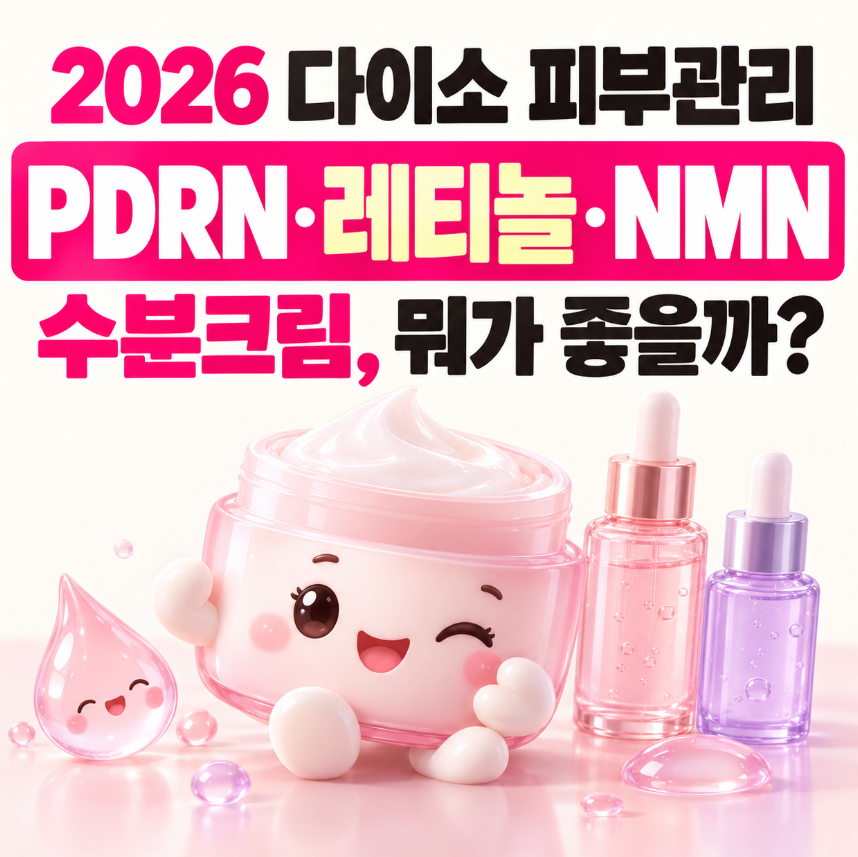 다이소 피부관리 추천템 2026｜PDRN&middot;레티놀&middot;NMN&middot;수분크림 뭐가 좋을까?