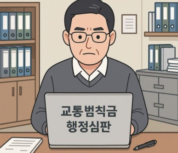 범칙금에 대해 원스톱 행정심판을 하고 있는 중년남자