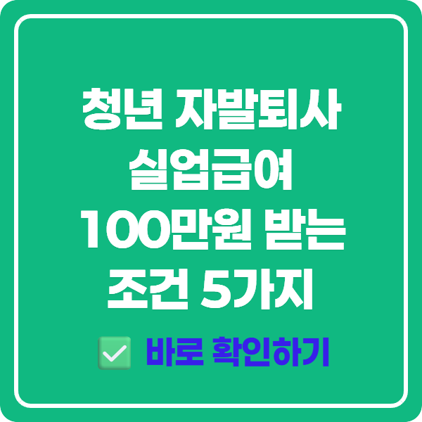 청년 자발퇴사 실업급여 100만원 받는 조건 5가지