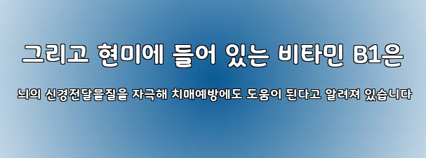  그리고 현미에 들어 있는 비타민 B1은 뇌의 신경전달물질을 자극해 치매예방에도 도움이 된다고 알려져 있습니다