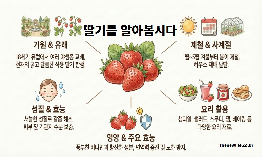 딸기 효능의 유래와 기원, 서늘한 성질을 시각적으로 설명하는 이미지