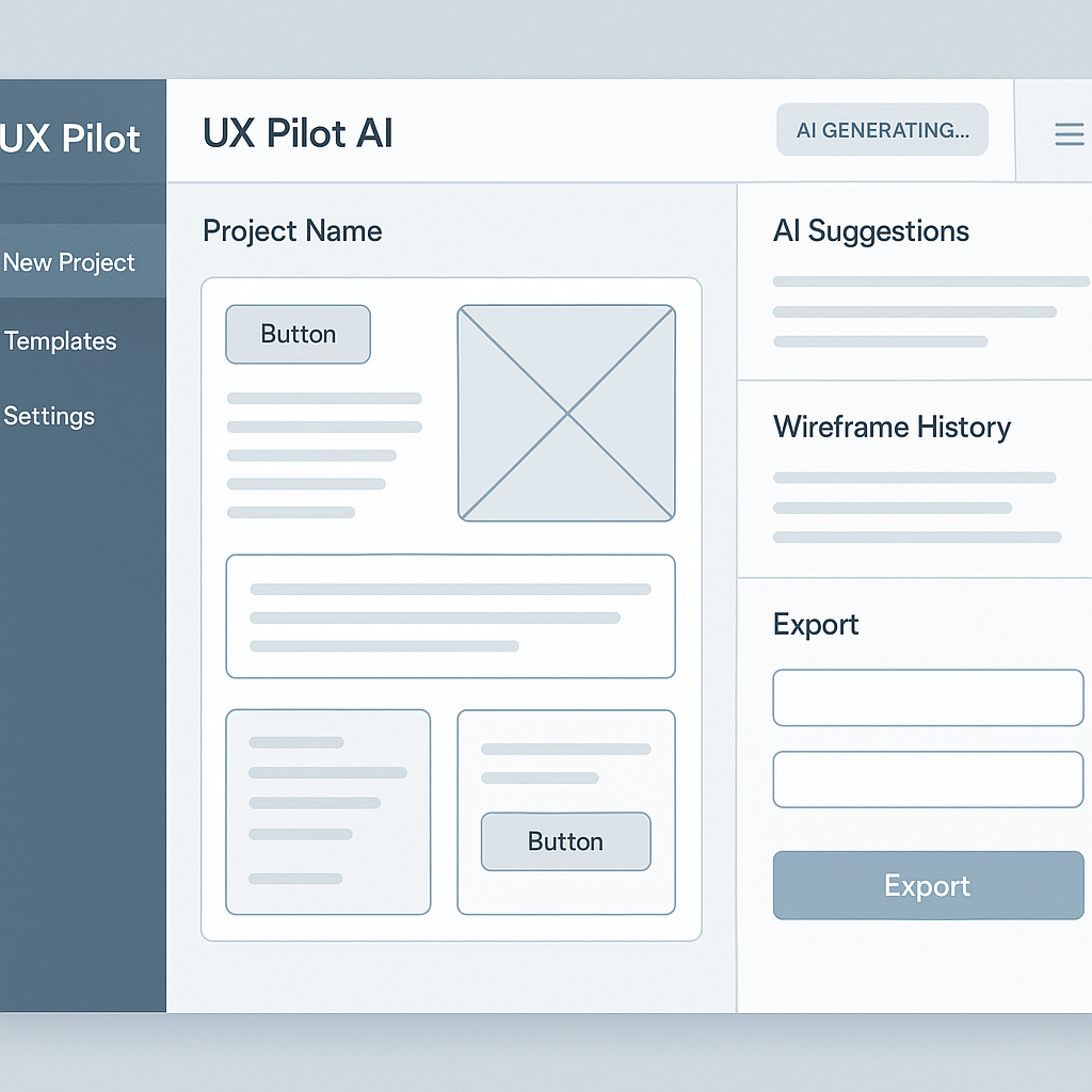 UX Pilot AI 대시보드 인터페이스를 보여주는 화면