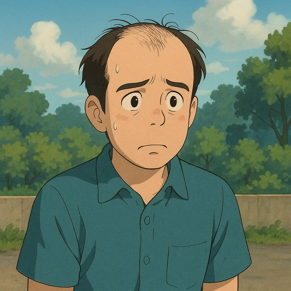 20250705_1413_지브리 스타일 탈모 청년_simple_compose_01jzcg0p9nfff91ccfweqsz8b9