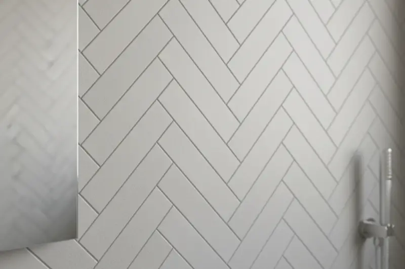 헤링본 타일 패턴 시공, Herringbone tile pattern installation bathroom wall