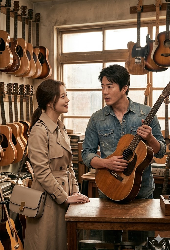 첫사랑 보나를 다시 만나 당황하면서도 묘한 설렘을 느끼는 승민의 표정