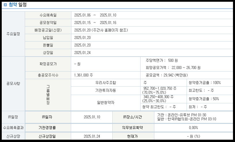 데이원컴퍼니 공모주 청약 일정