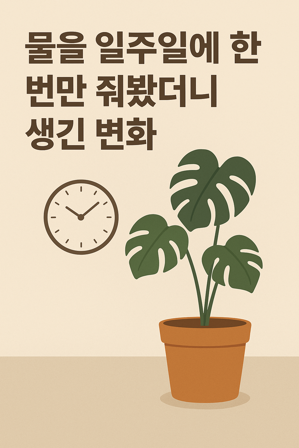 일주일에 한 번만 물을 줬을 때 식물 성장에 생긴 변화를 설명