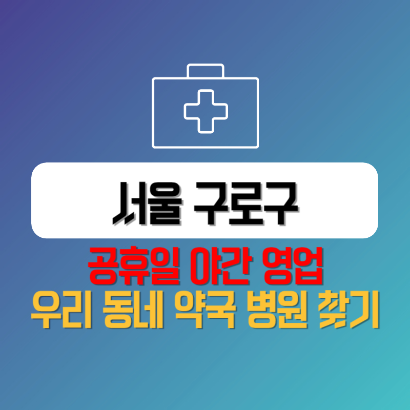 서울 구로구 공휴일 야간 영업 우리 동네 약국 병원 찾기
