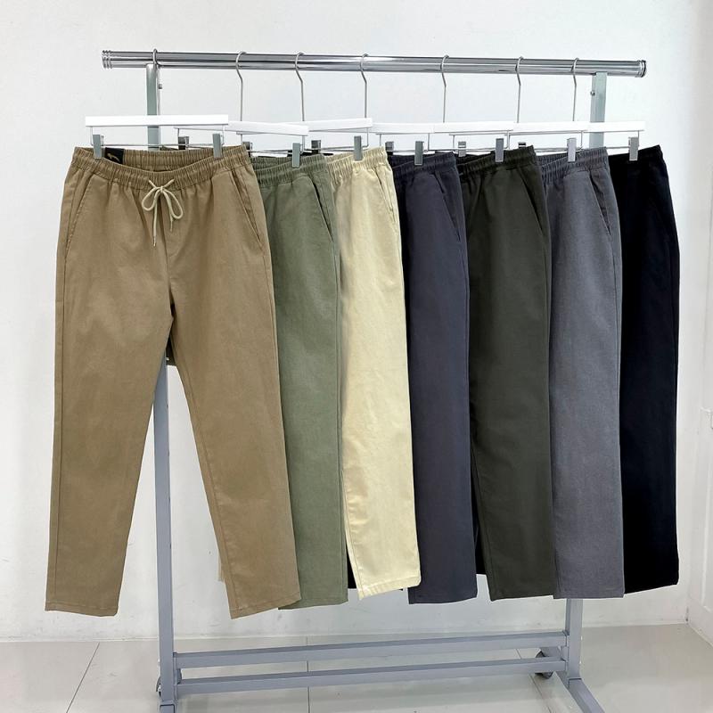 남자 면바지 남성 바지 스판 밴딩 빅사이즈 치노 와이드 팬츠 허벅돼 고무줄 편한 바지