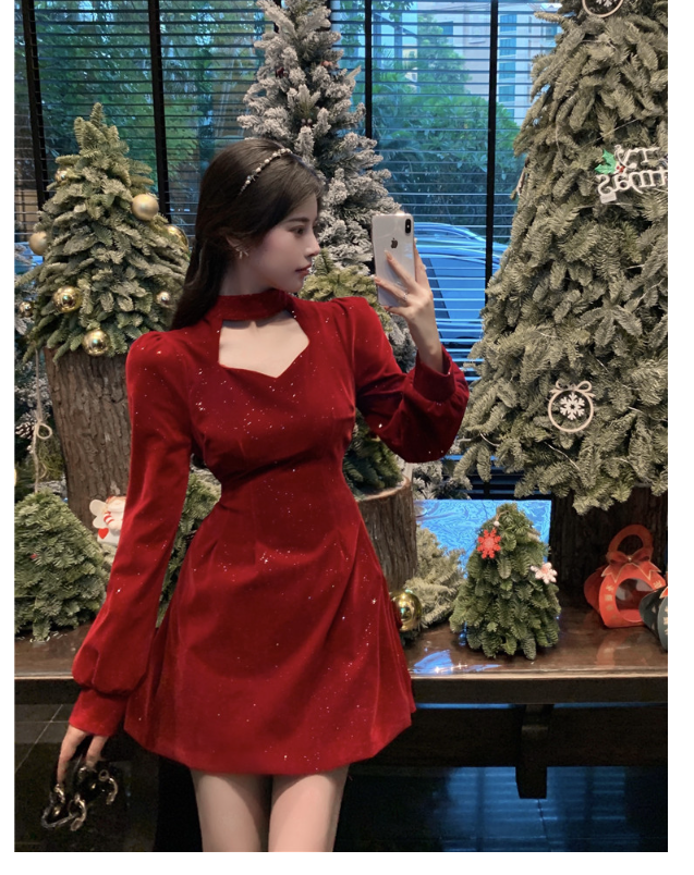 연말 미니 원피스 파티 드레스 크리스마스 원피스 S